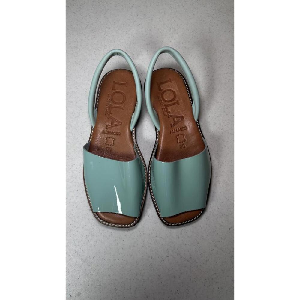 LOLA Almagro Spain Leather Sandals Mint Green Slingback Size 38